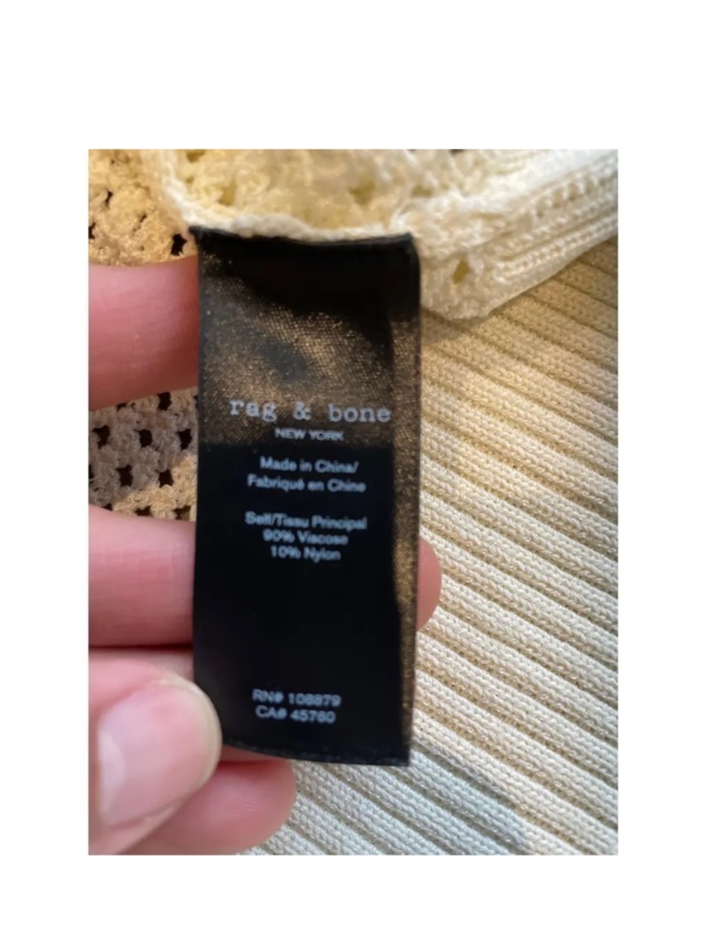 rag & bone Ivory Open Knit Polo Top - Picture 6 of 7
